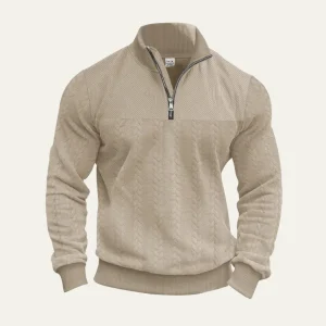 Willowridge | Herre varm Jacquard Pattern halv lynlås strik trøje