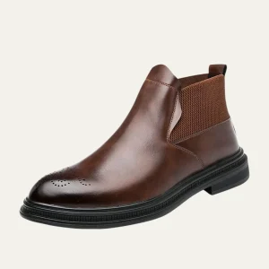 Freja Andersen | Herre læder Brogue Detail stilren afslappet Ankle støvler
