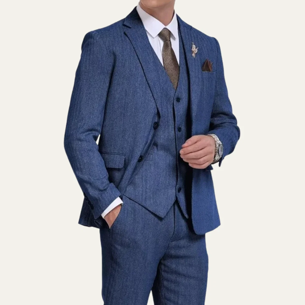 Freja Andersen | Herre tweed 3 Piece jakkesæt - Retro slim fit Waistcoat sæt - Billede 5