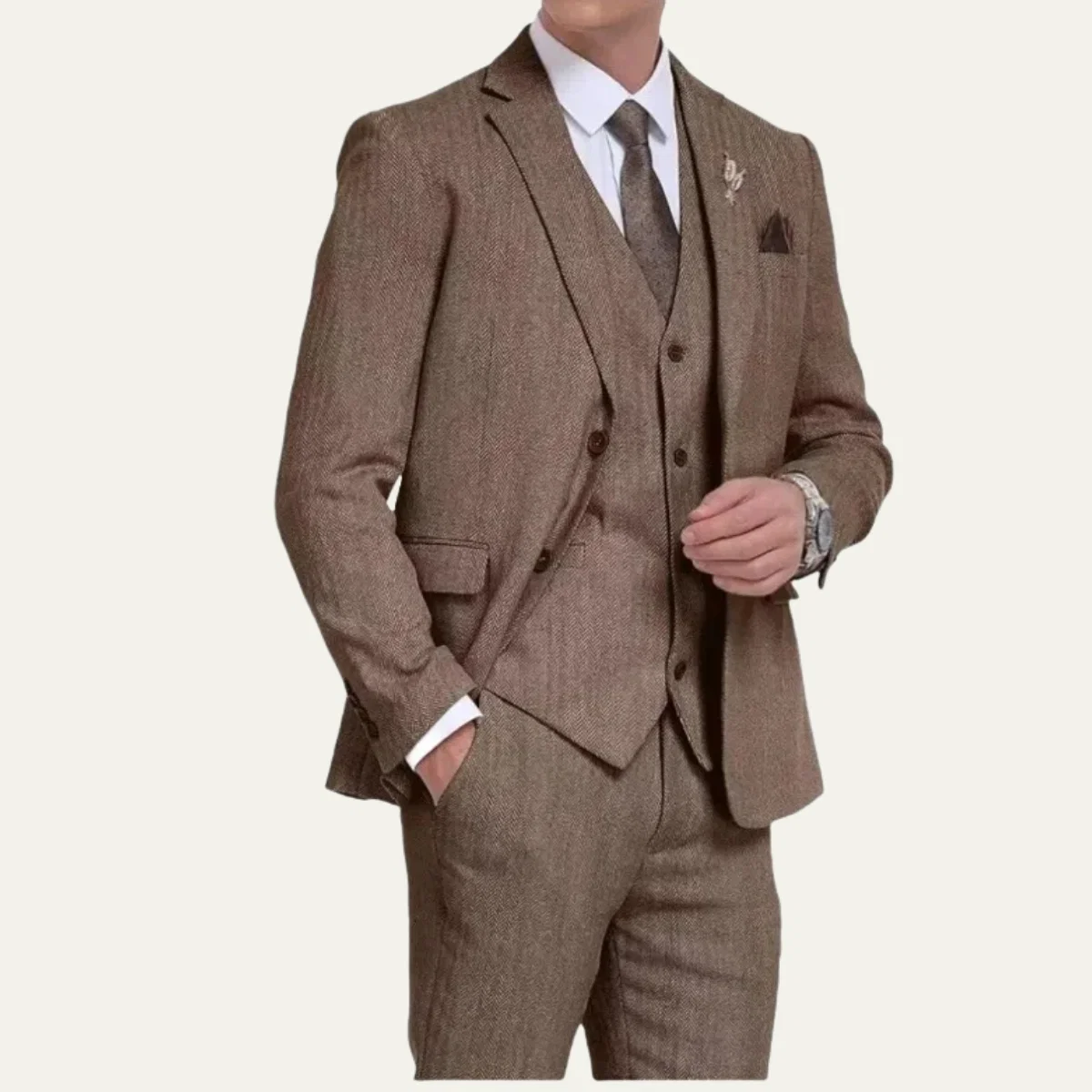 Freja Andersen | Herre tweed 3 Piece jakkesæt - Retro slim fit Waistcoat sæt - Billede 7