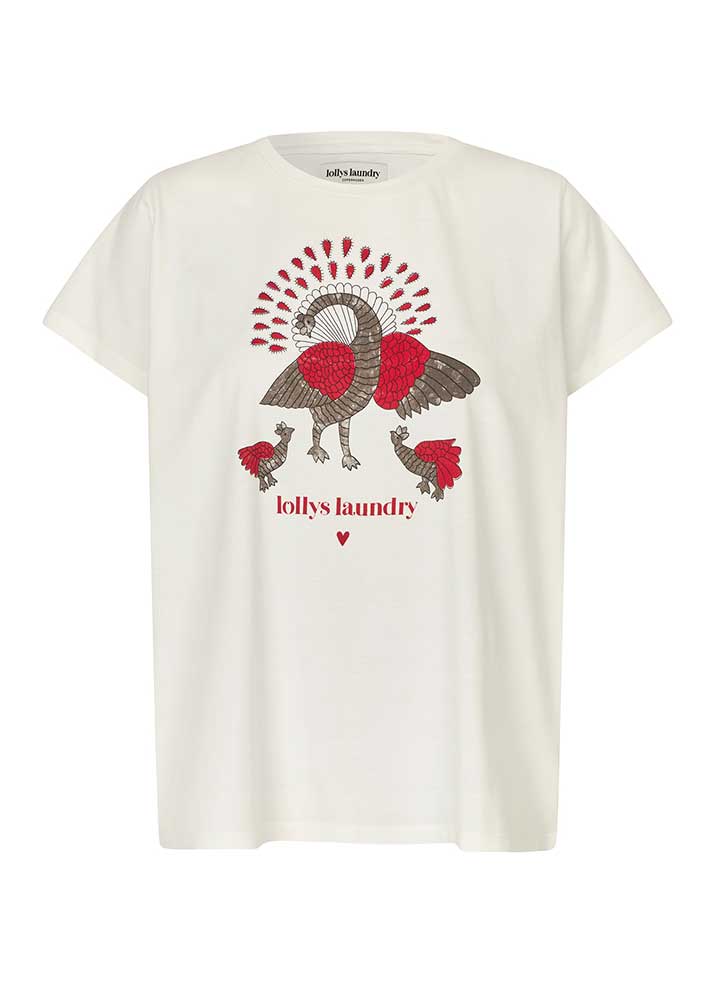 Lollys Laundry Roma Peacock T-shirt - Hvid - Billede 4
