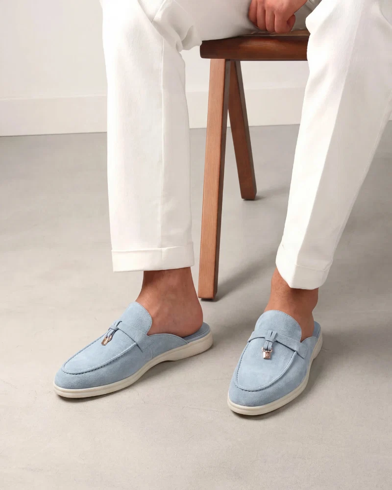 Sky blå Suède Mediterranean Mule - Billede 5