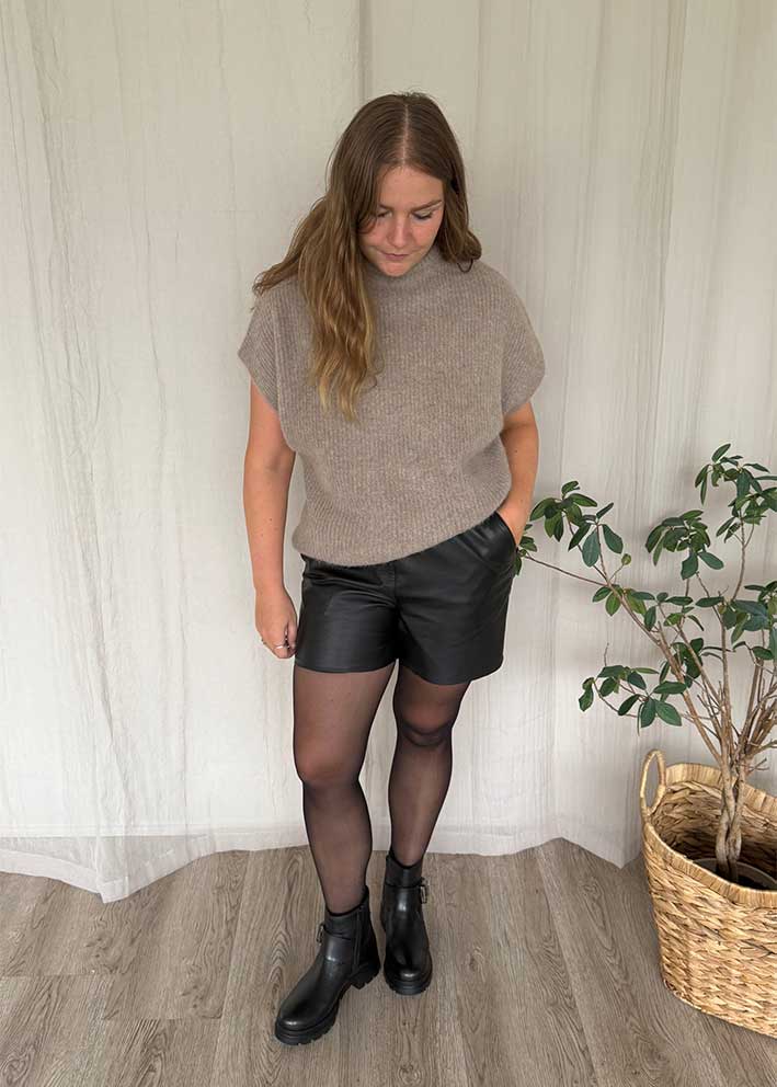 Notyz Leather Shorts - Skindshorts 11193 Sort - Billede 3