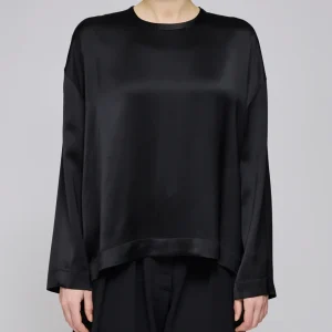 Toteme Black Boxy Satin Top