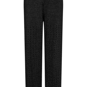 Haute L'amitié Hole Lurex Knit Pant - Sorte Strikkede Bukser med glimmer