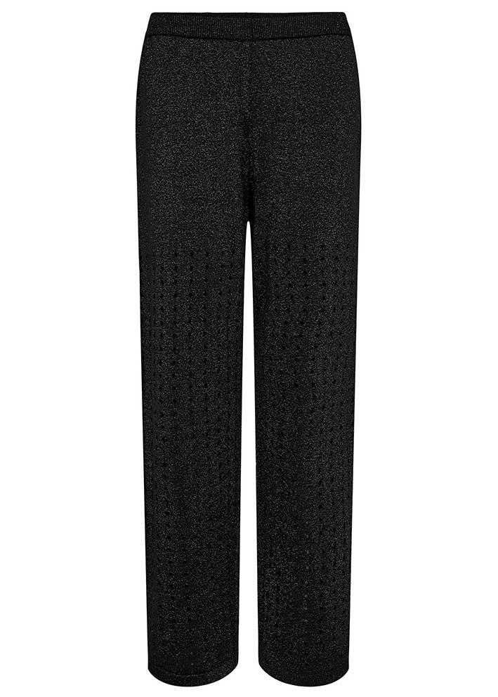 Haute L'amitié Hole Lurex Knit Pant - Sorte Strikkede Bukser med glimmer - Billede 2