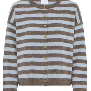 La Rouge Sisse Striped Cardigan - Light Blue/Brown Stripe