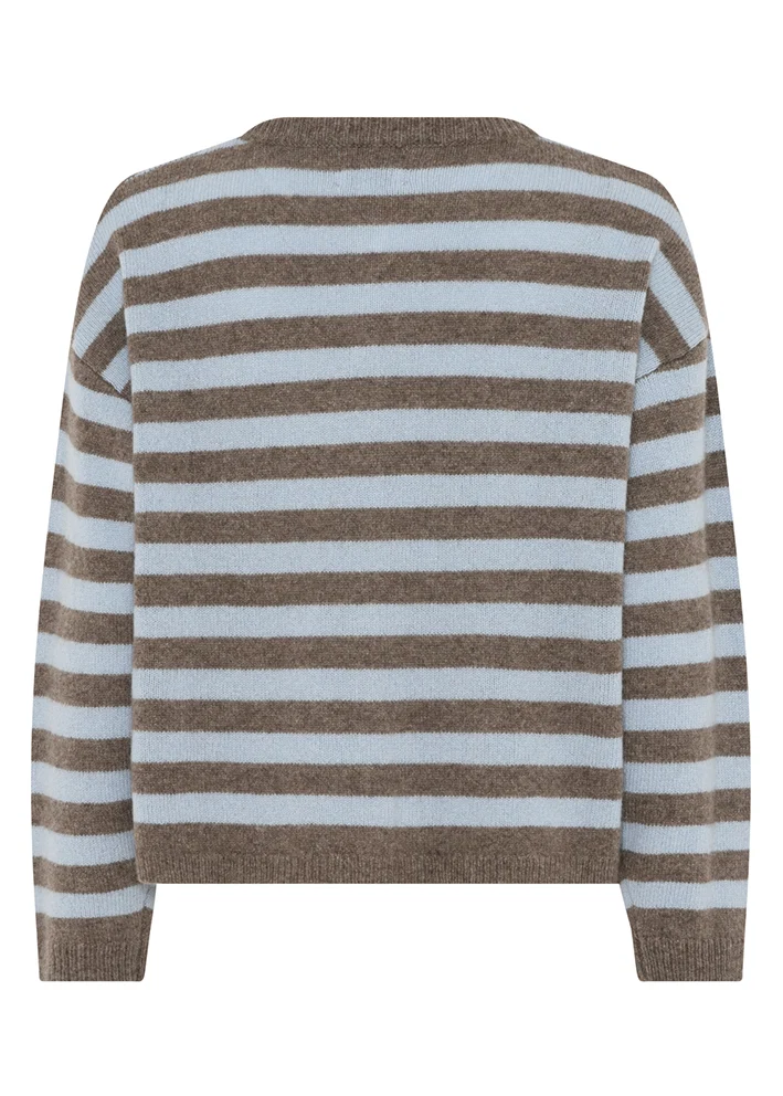 La Rouge Sisse Striped Cardigan - Light Blue/Brown Stripe - Billede 4