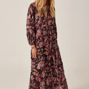 Maison Hotel Wild Iris Louise Dress - Sort Blomstret Maxikjole