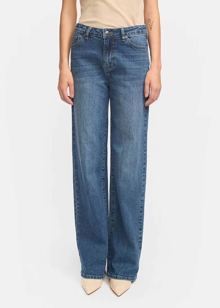 Soft Rebels Willa Midwaist Wide Jeans - Mørkeblå - Billede 3