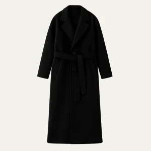 Freja Andersen | Herre stilren Camel Wrap uld frakke med bælte