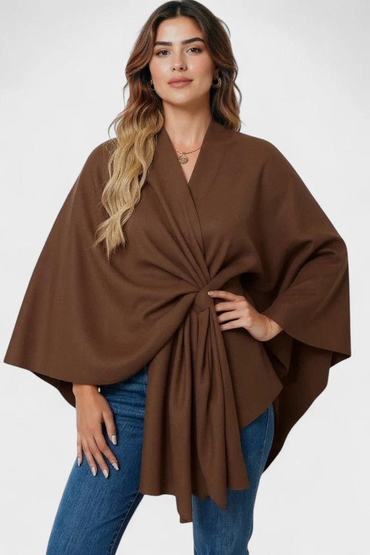 Yvette | Elegant Draperet Poncho - Billede 4