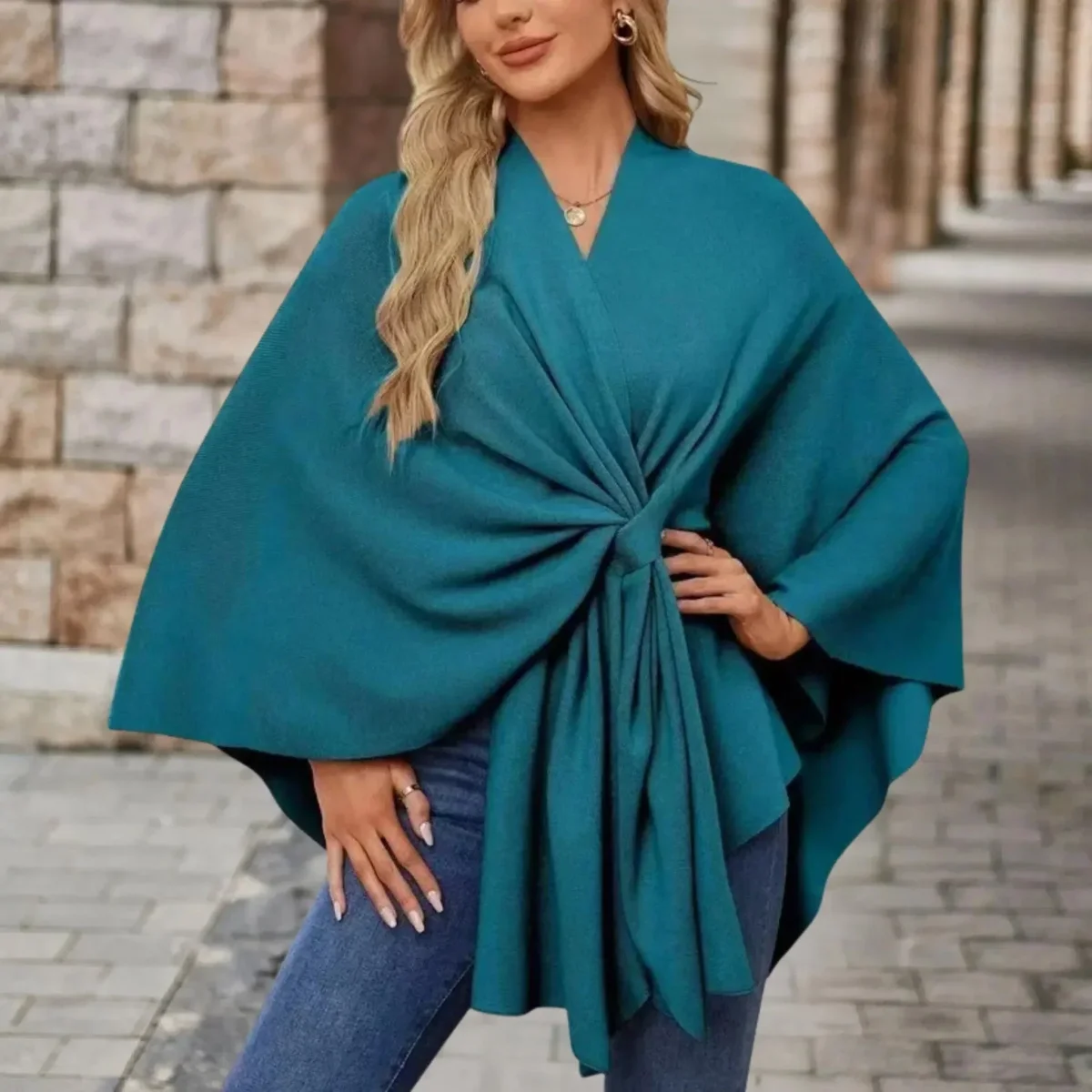 Yvette | Elegant Draperet Poncho - Billede 7
