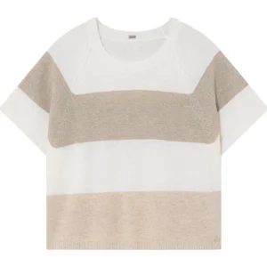 Gustav Celma Strik Cape 62404 Creme med brede striber