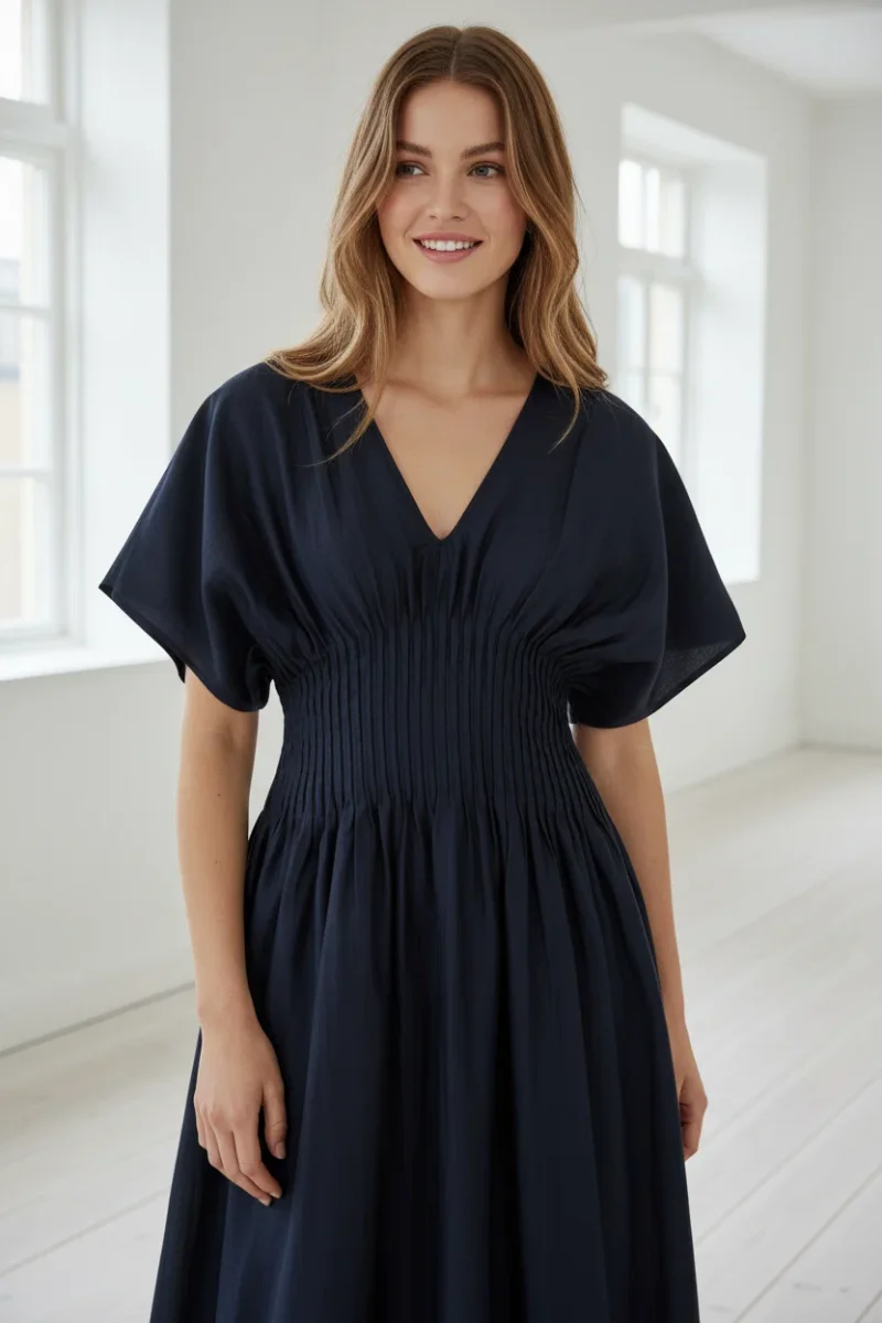 Copenhagen Muse Molly Lang Kjole - Mørkeblå - Billede 4
