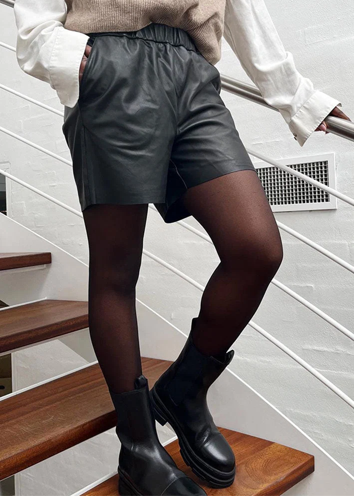 Notyz Leather Shorts - Skindshorts 11193 Sort - Billede 7